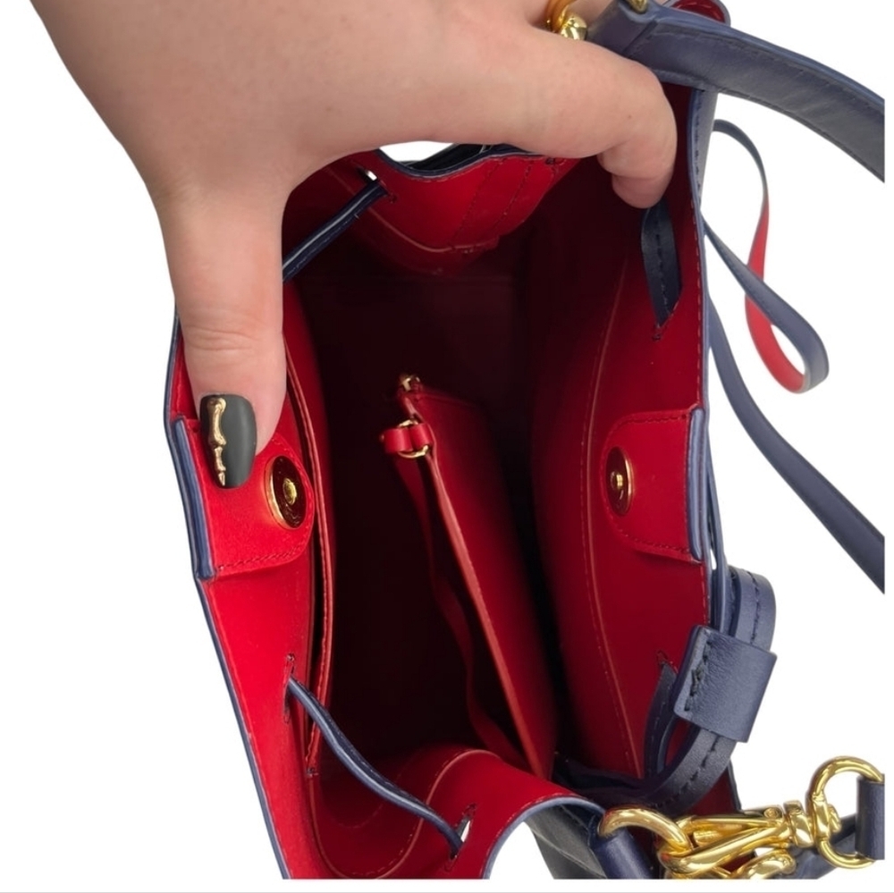 Lauren Ralph Lauren Navy and White Red Color Women's Handbag 2 Pc Size Large - Picture 9 of 16
